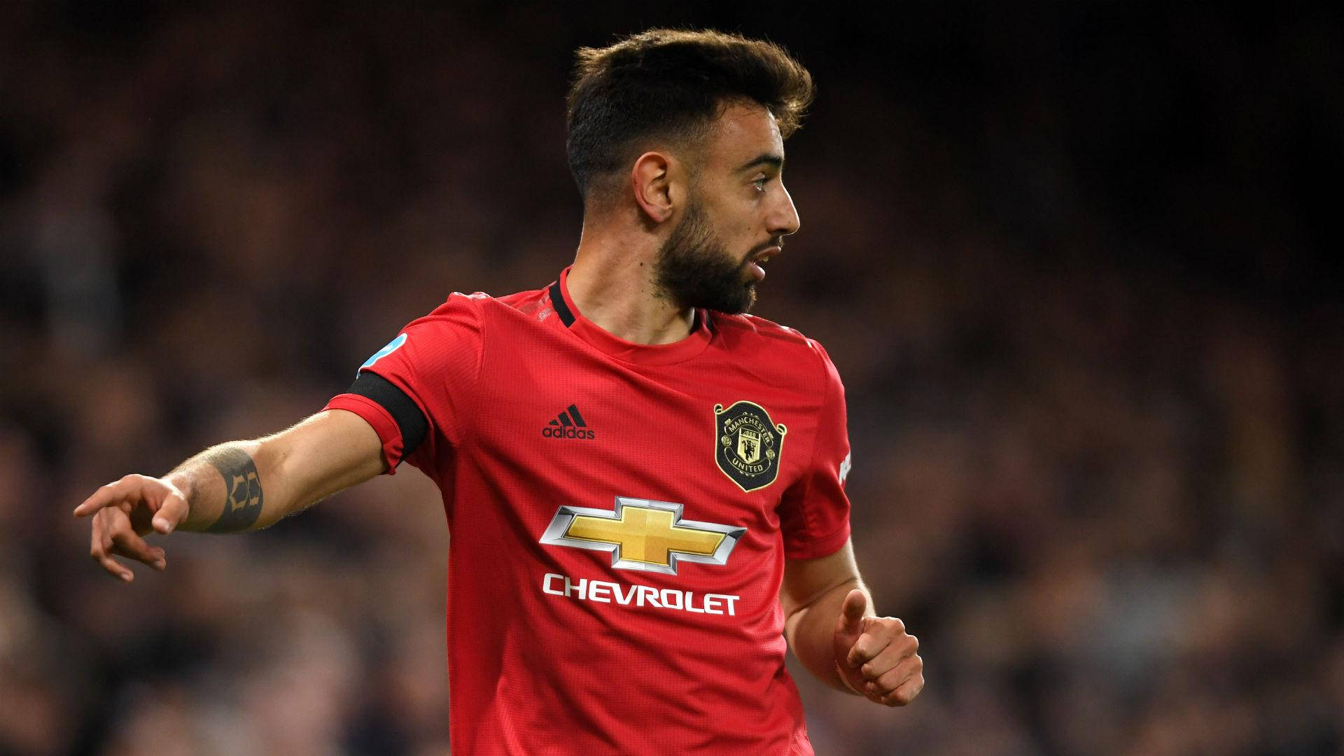 Bruno Fernandes, Manchester United, red Manchester United jersey, Full HD Desktop Wallpaper