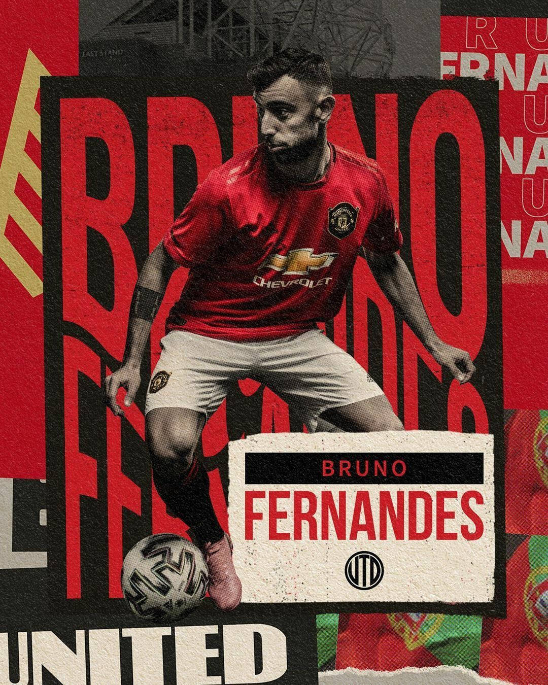Bruno Fernandes, Manchester United, soccer ball, HD Phone Wallpaper