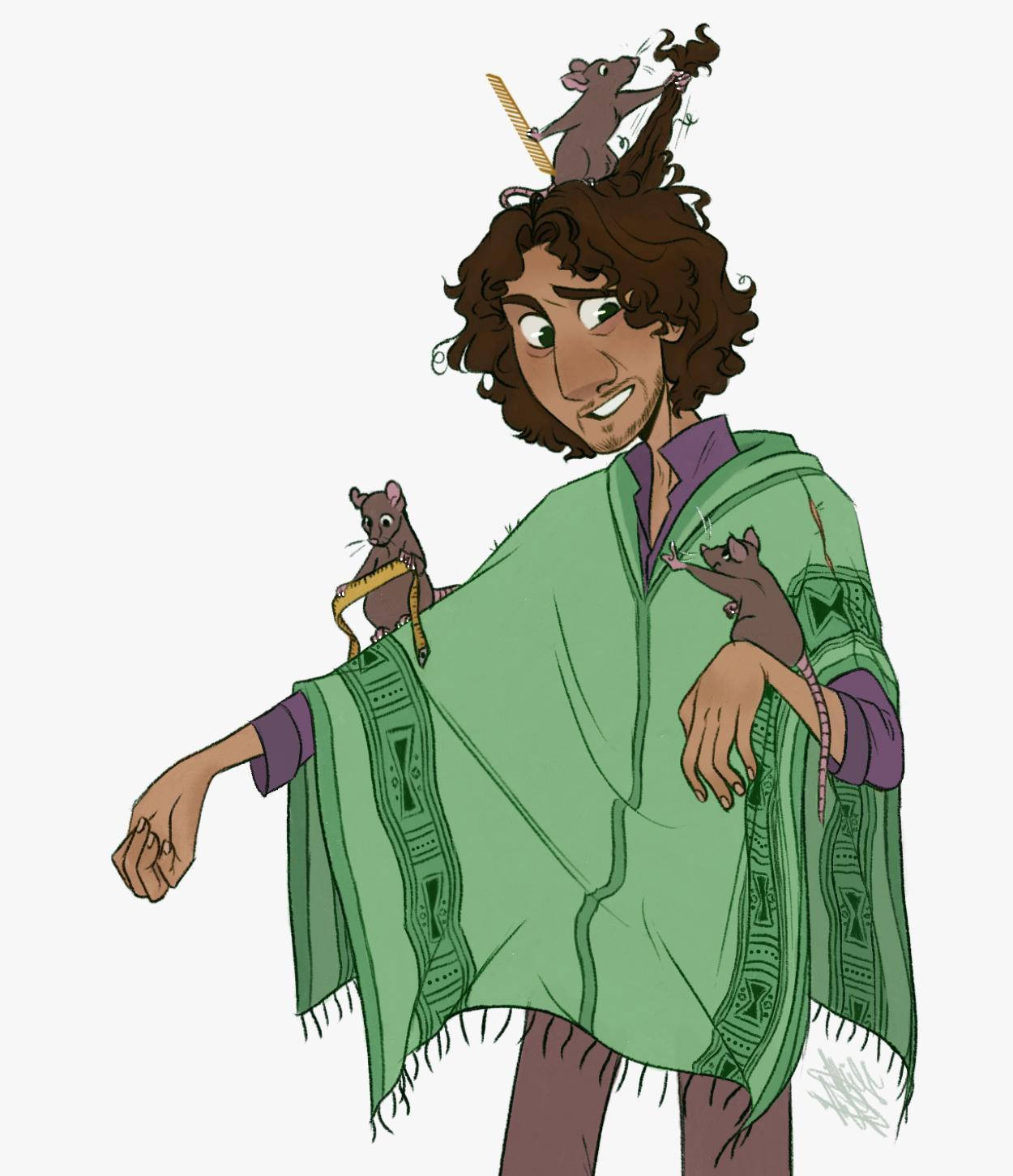 Bruno Madrigal, curly hair, green patterned poncho, HD Phone Wallpaper
