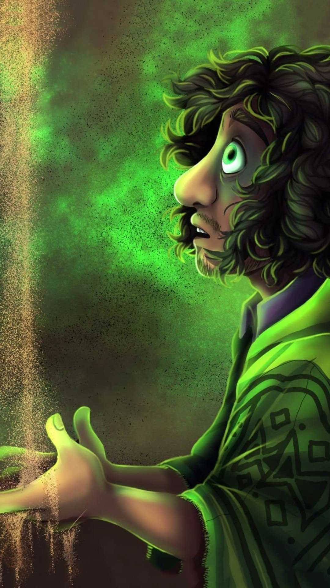 Bruno Madrigal, emerald green, glowing green eyes, Full HD Phone Wallpaper