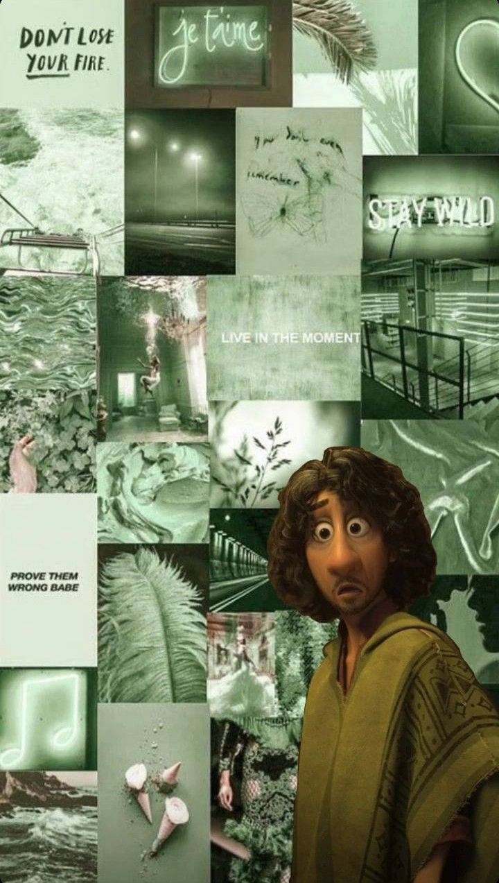 Bruno Madrigal, green-toned, collage wallpaper, SD Phone Wallpaper