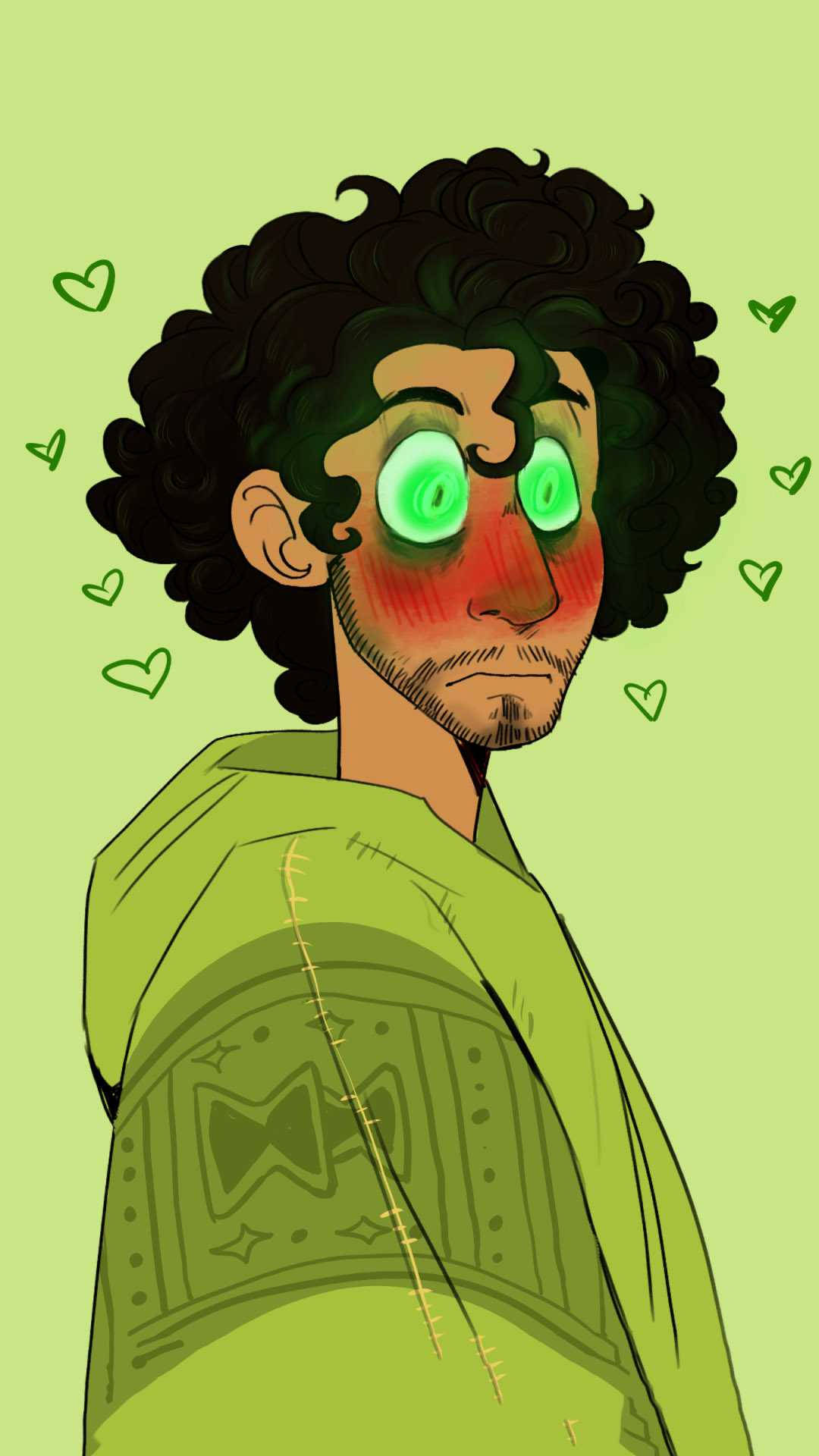 Bruno Madrigal, glowing green eyes, curly hair, Full HD Phone Wallpaper