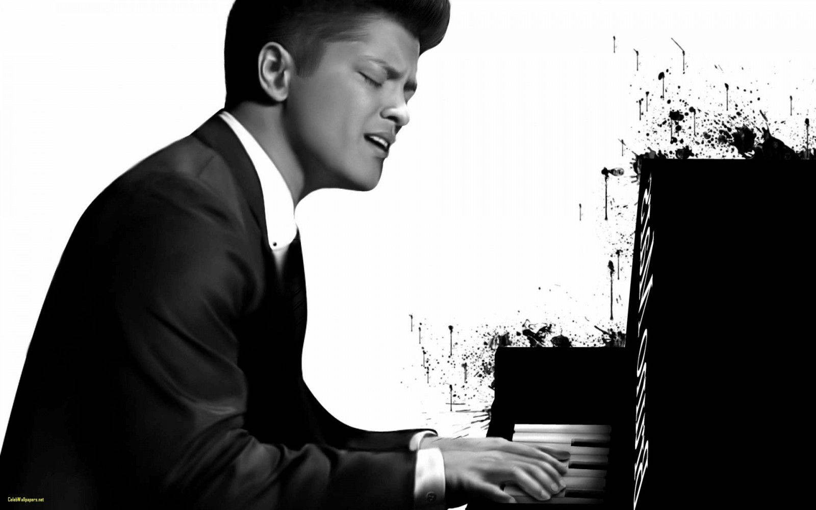 Bruno Mars, piano, musical notes, HD Desktop Wallpaper