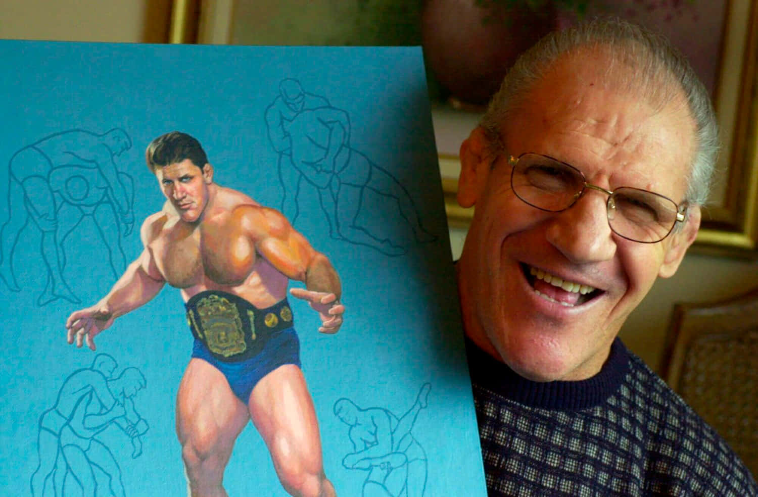 Bruno Sammartino, vibrant painting, muscular wrestler, HD Desktop Wallpaper