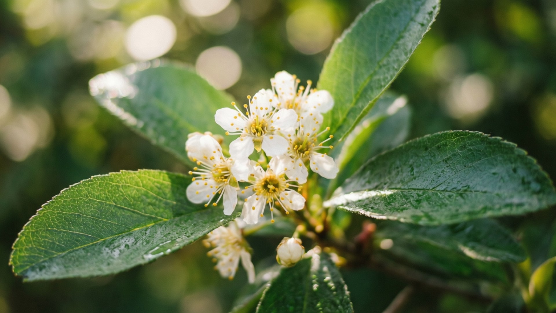 Brush Cherry, white blossoms, yellow stamens, Full HD Desktop Wallpaper