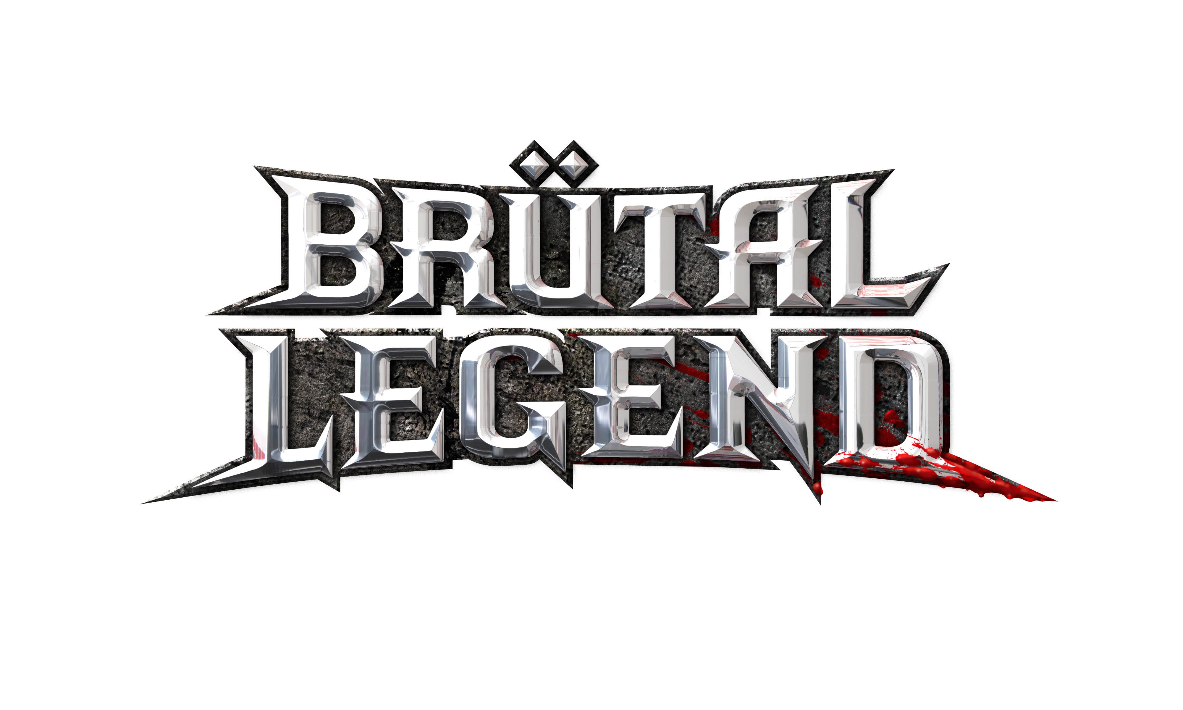 Brutal Legend, white background, metallic logo, 4K Desktop Wallpaper