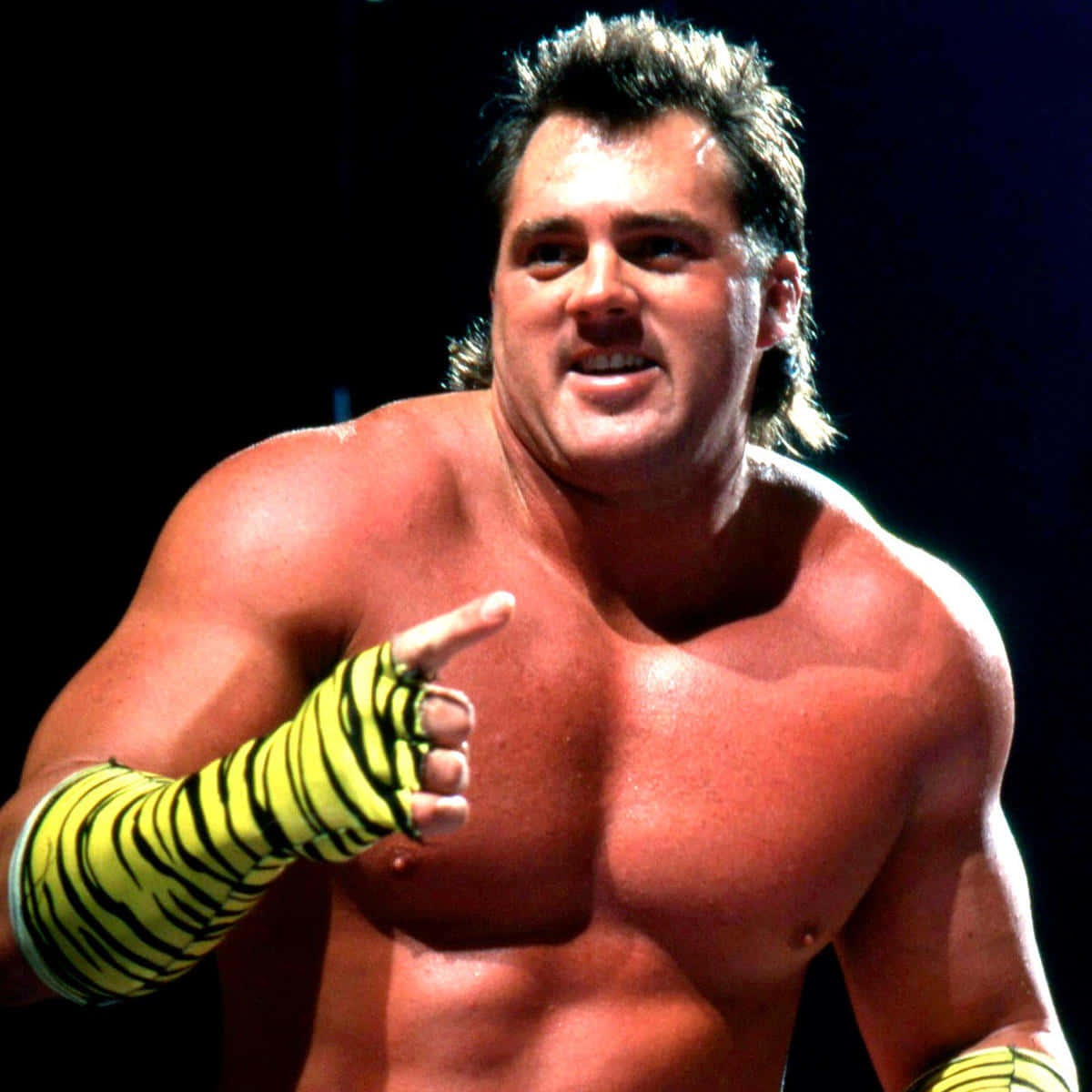 Brutus Beefcake, tiger-striped wrist wraps, bright stage lights, SD Desktop Wallpaper