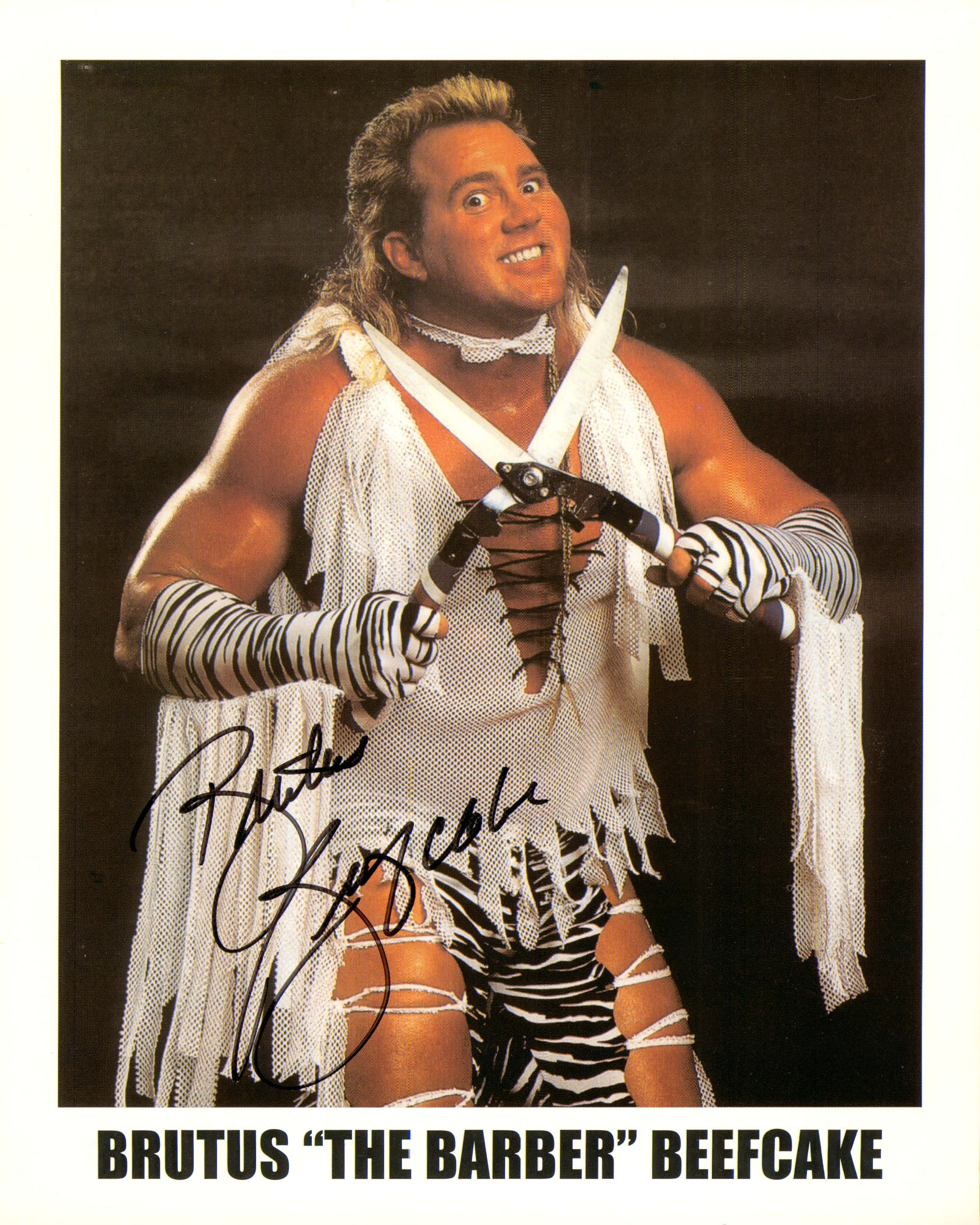 Brutus Beefcake, white mesh outfit, black and white striped gloves, 2K Phone Wallpaper