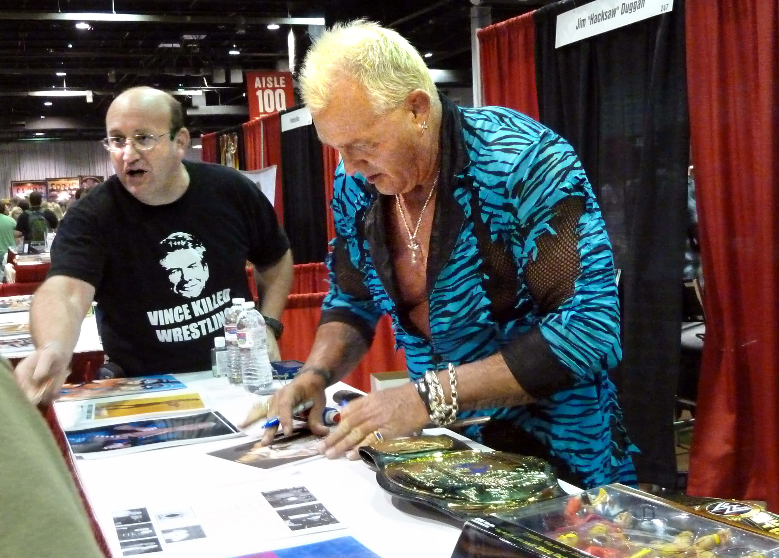 Brutus Beefcake, black tshirt, blue zebra print shirt, 2K Desktop Wallpaper