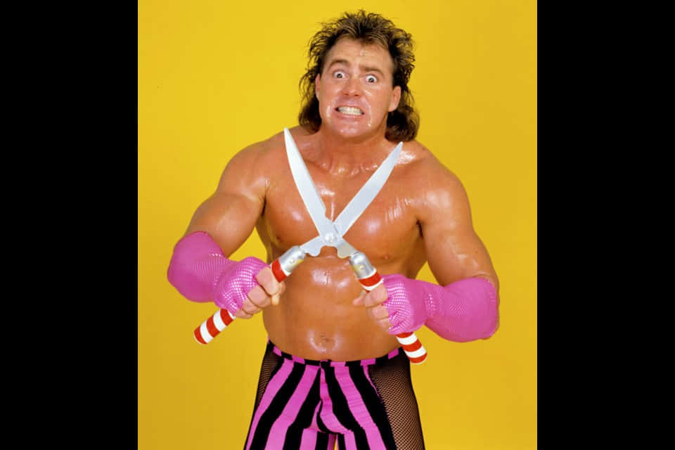 Brutus Beefcake, wrestler pose, giant scissors, SD Desktop Wallpaper