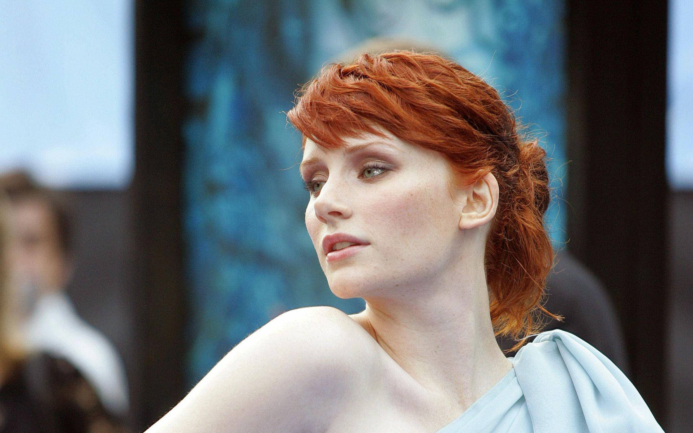 Bryce Dallas Howard, red hair, half-updo, Full HD Desktop Wallpaper
