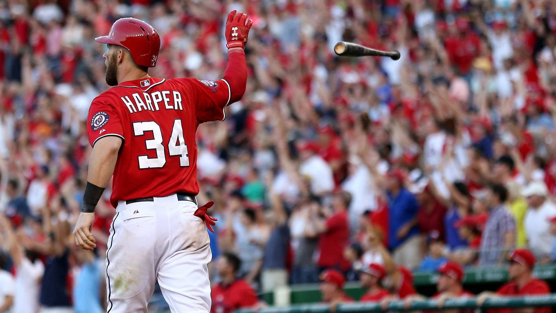 Bryce Harper, number 34, red jersey, Full HD Desktop Wallpaper