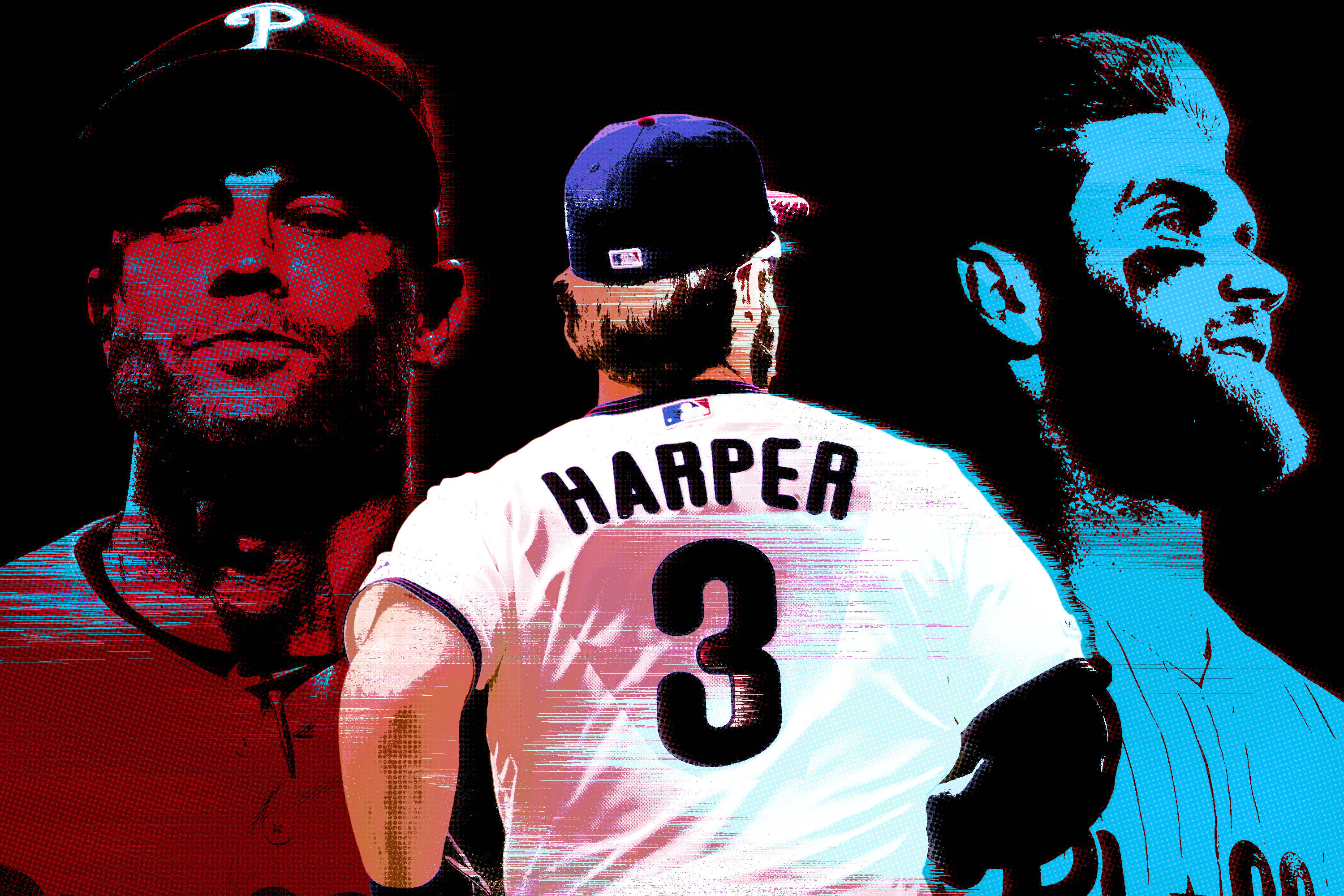 Bryce Harper, number 3, red and blue color blocking, 2K Desktop Wallpaper