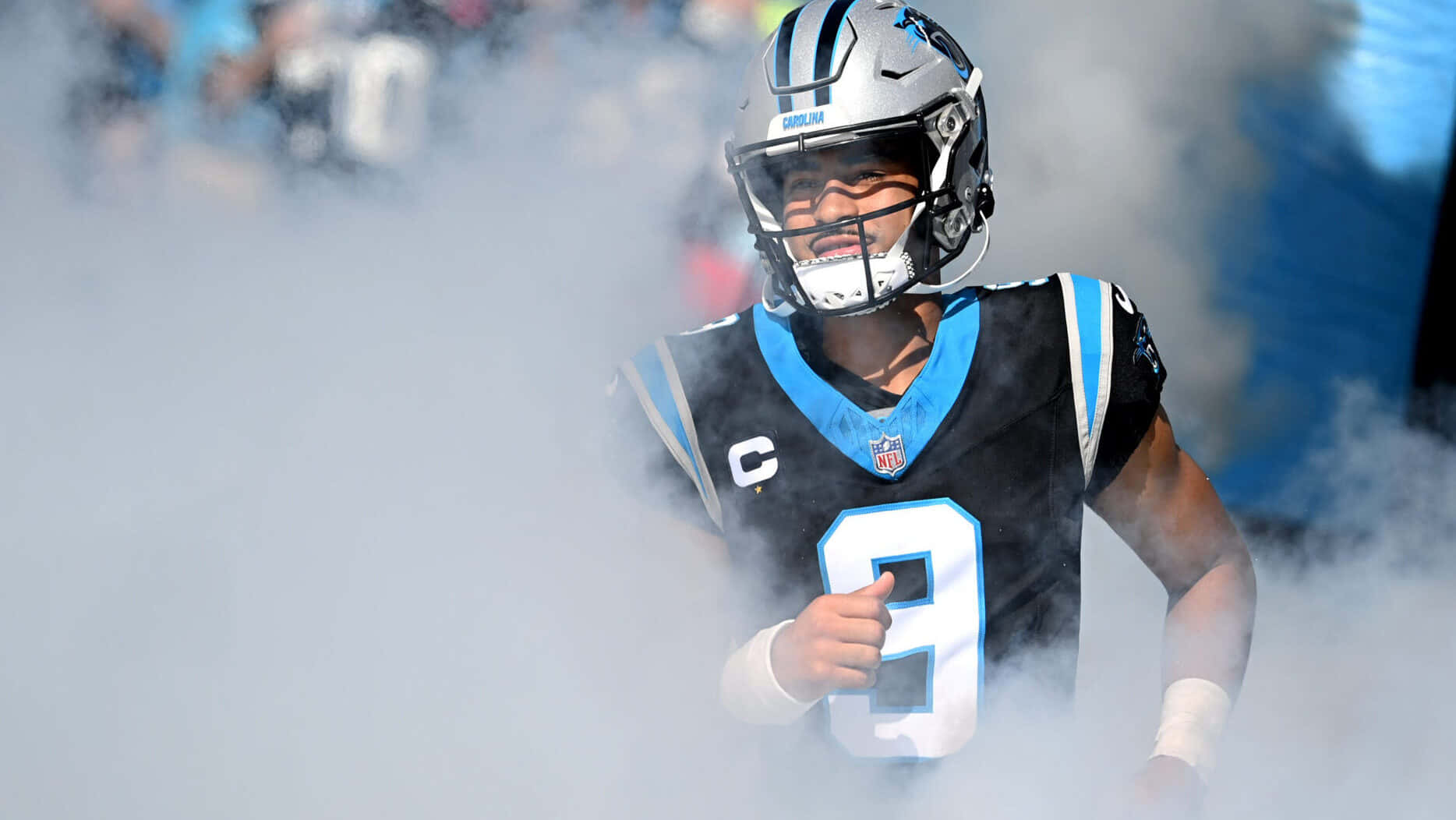 Bryce Young, Panthers, black and blue uniform, HD Desktop Wallpaper