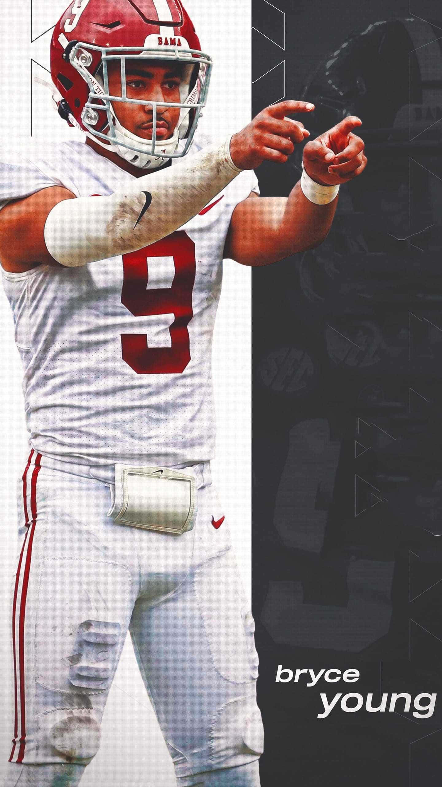 Bryce Young, football quarterback, white and red uniform, 2K Phone Wallpaper