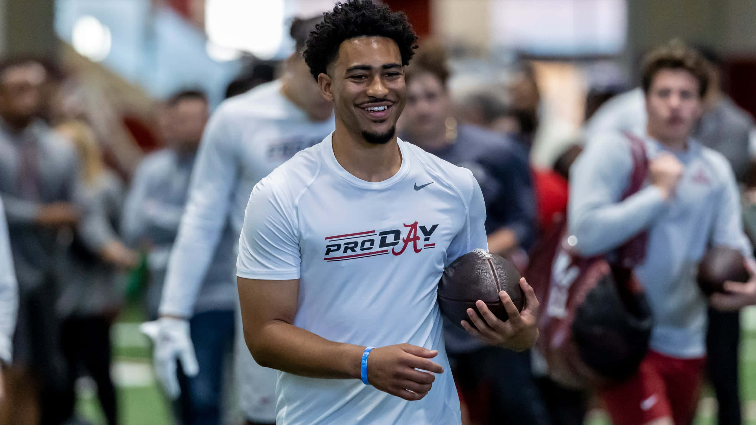 Bryce Young, Pro Day event, white Pro Day shirt, 2K Desktop Wallpaper
