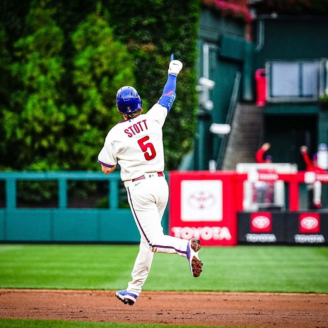 Bryson Stott, white uniform, red number 5, SD Desktop Wallpaper