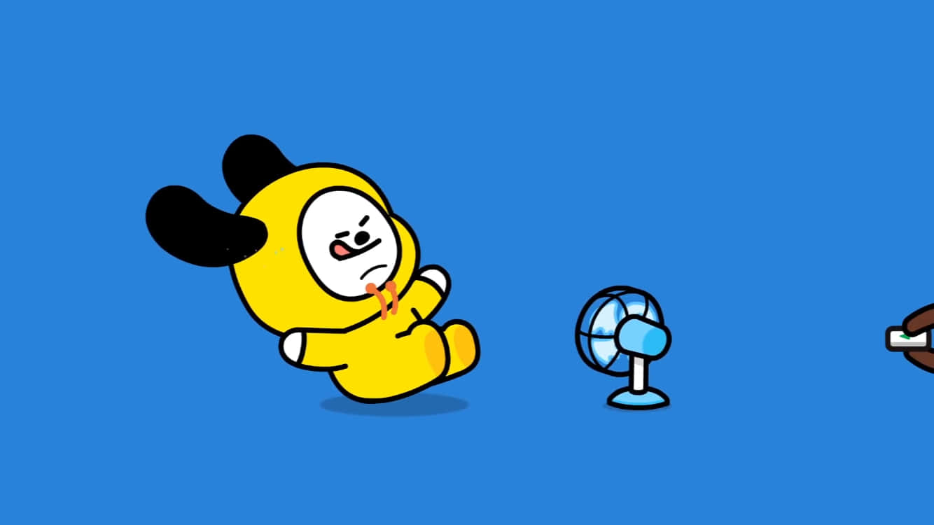 BT21, yellow cartoon character, black ears, HD Desktop Wallpaper