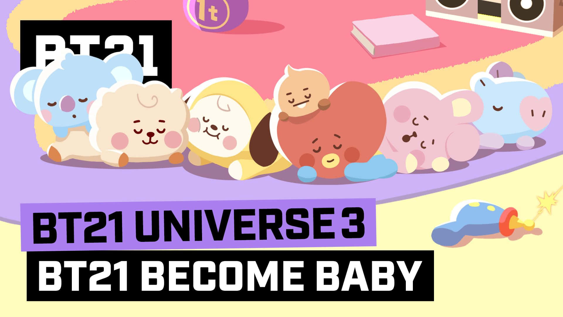 BT21, baby form, colorful rug, Full HD Desktop Wallpaper