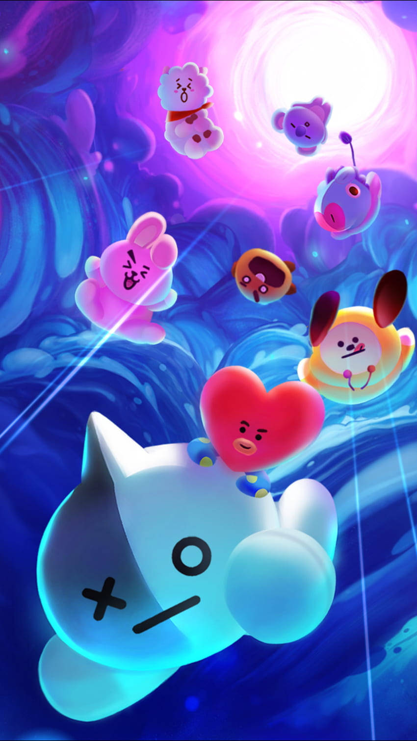 BT21, 3D, purple, HD Phone Wallpaper