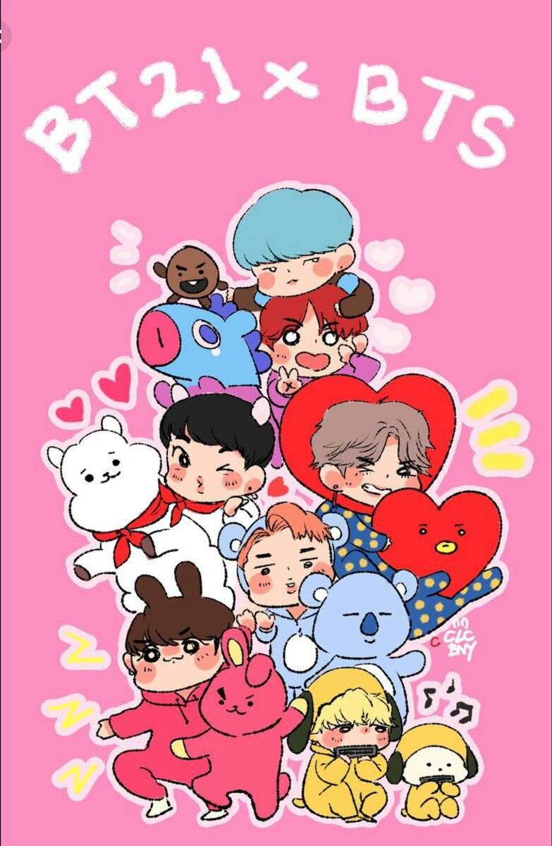 bt21, bts, pink, SD Phone Wallpaper