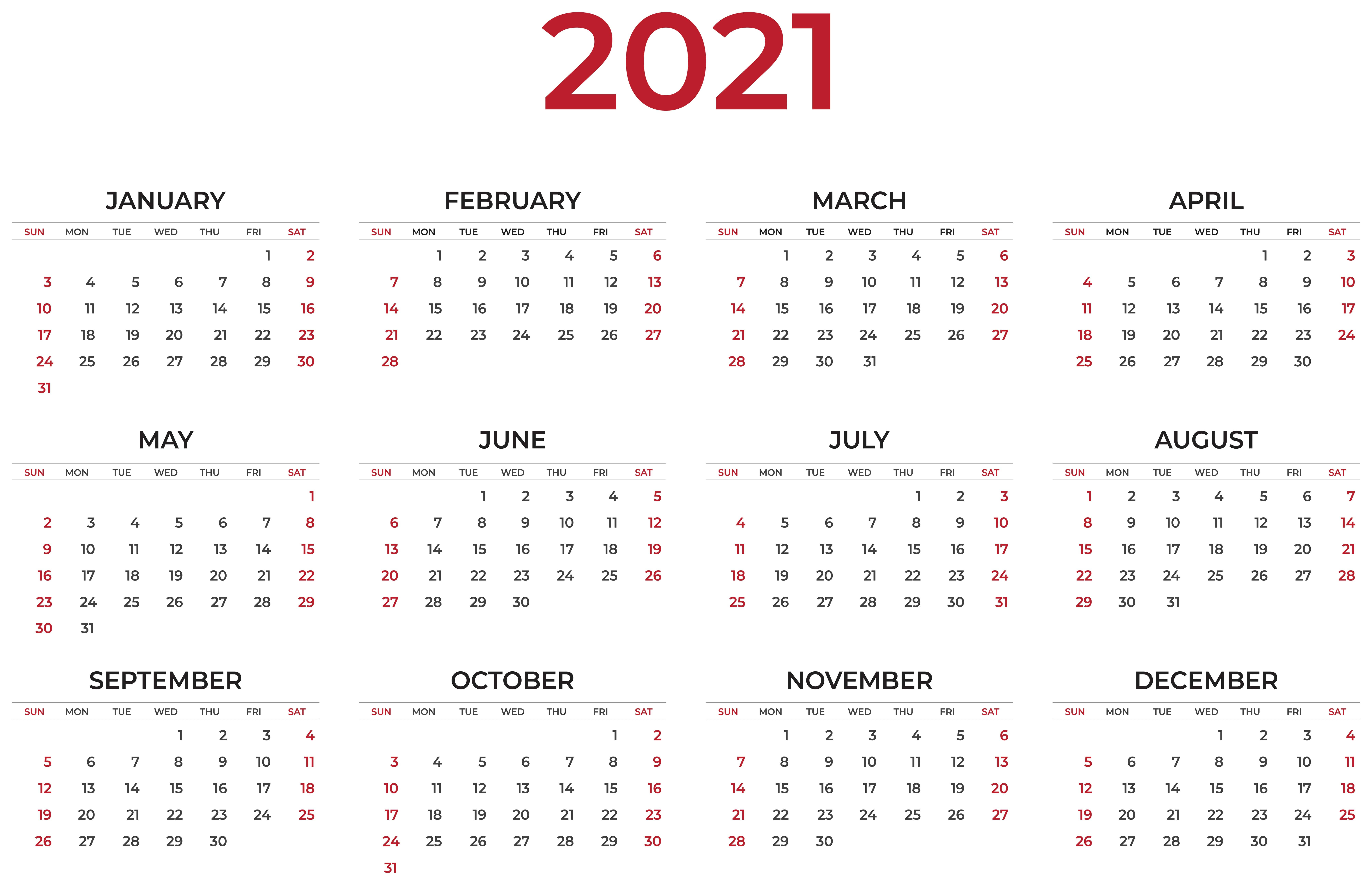 2021, Simple 2021 Desktop, red headers, 8K Desktop Wallpaper