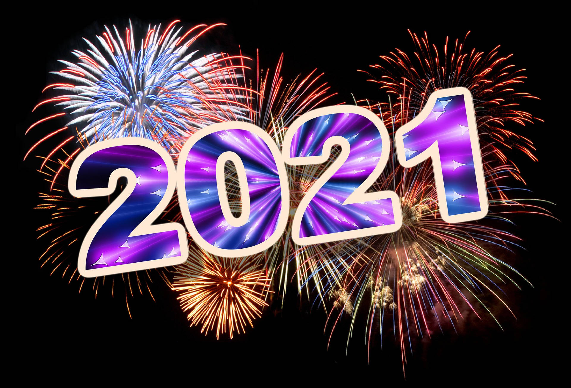 fireworks, 2021, black night sky, Full HD Desktop Wallpaper