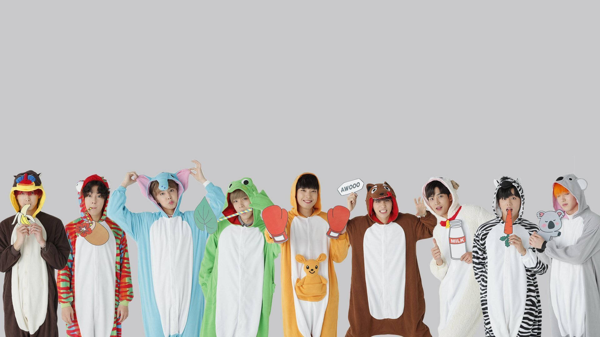 BTS 2021, onesies, colorful animal onesies, Full HD Desktop Wallpaper