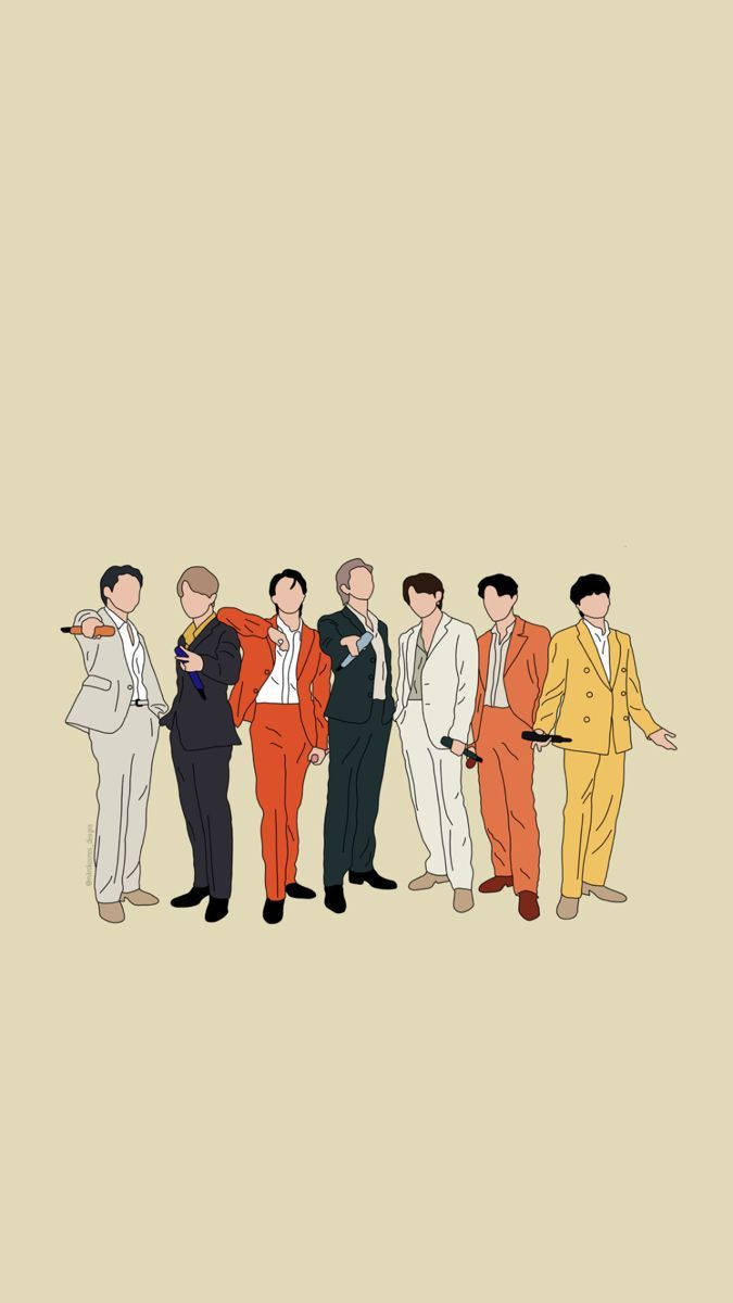 BTS 2021, minimalist, colored suits, SD Phone Wallpaper