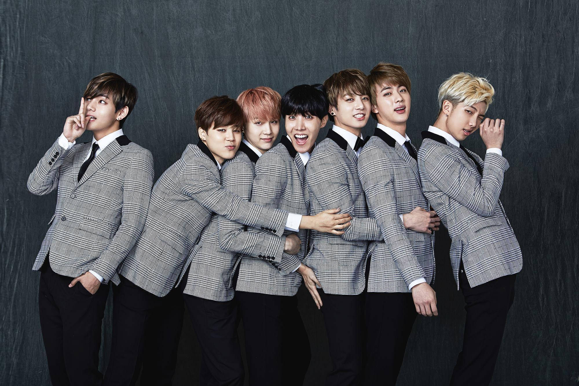 BTS 2021, gray plaid suits, seven stylish young men, Full HD Desktop Wallpaper