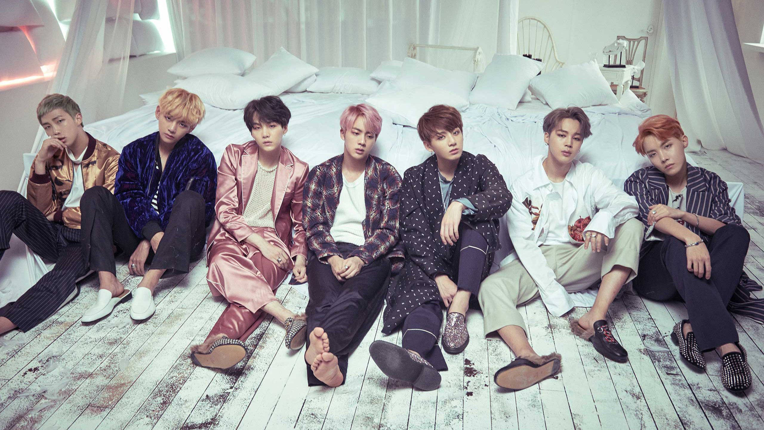 Bts 2021, Seven stylish men, colorful outfits, 2K Desktop Wallpaper