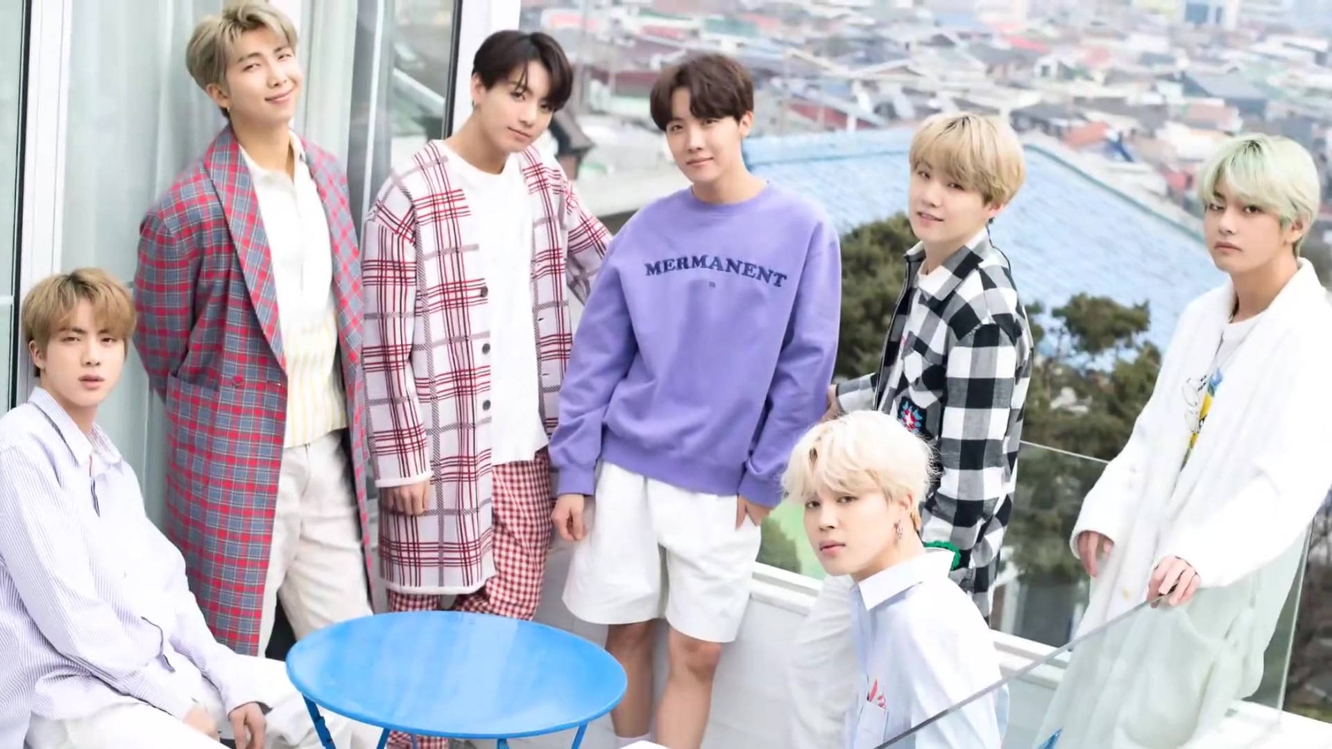 BTS, plaid, pastel, Full HD Desktop Wallpaper