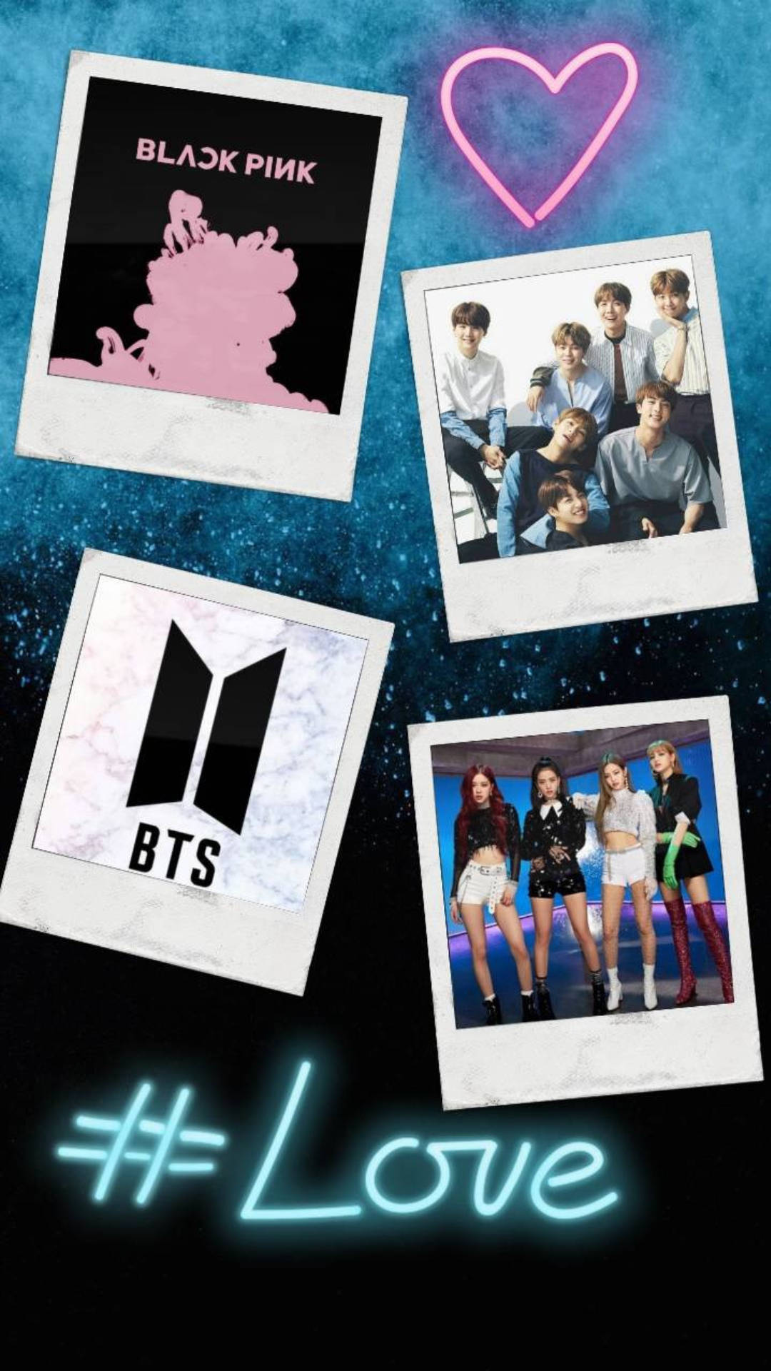 BTS, BLACKPINK, Polaroid-style photos, Full HD Phone Wallpaper
