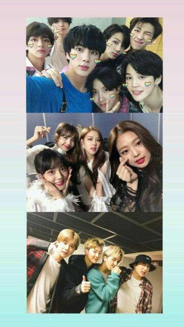 Bts And Blackpink, heart filters, pastel backgrounds, HD Phone Wallpaper