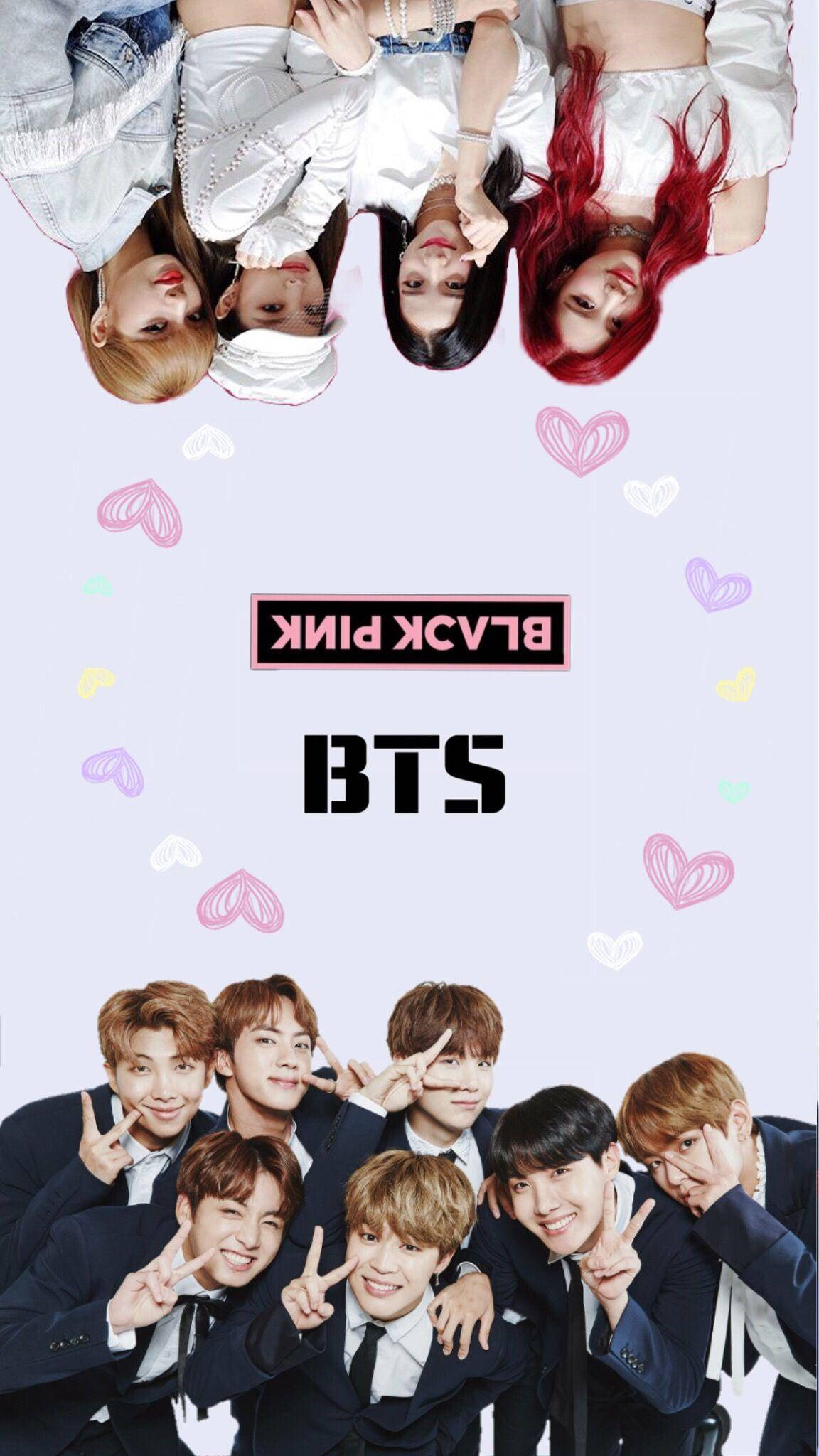 BTS, Black Pink, pastel background, Full HD Phone Wallpaper