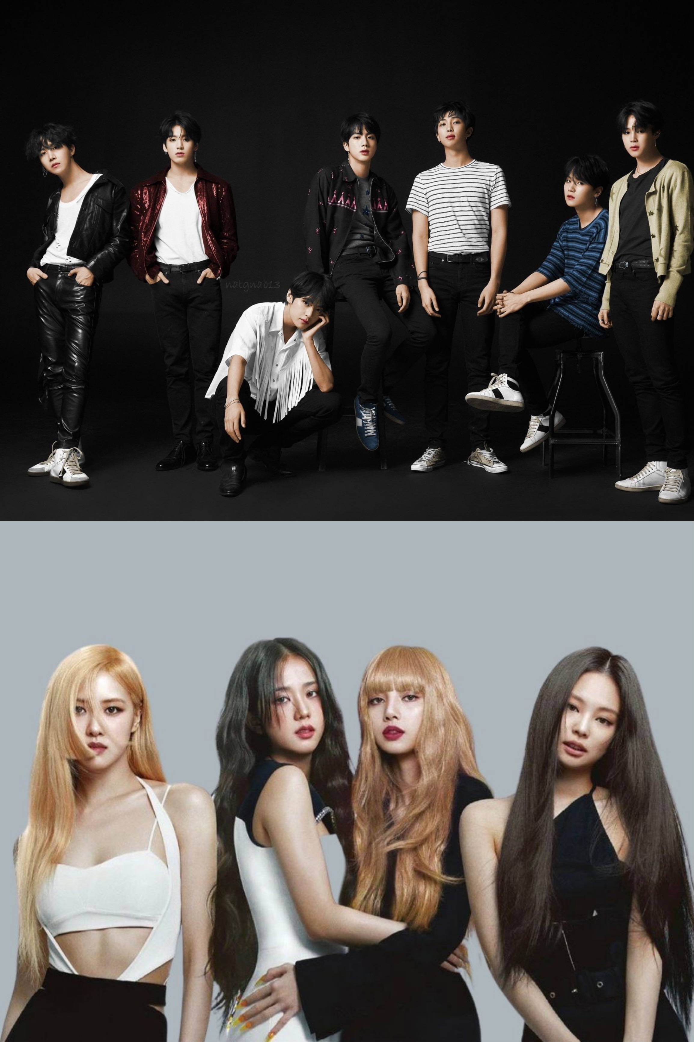 BTS, Blackpink, studio backdrops, 2K Phone Wallpaper