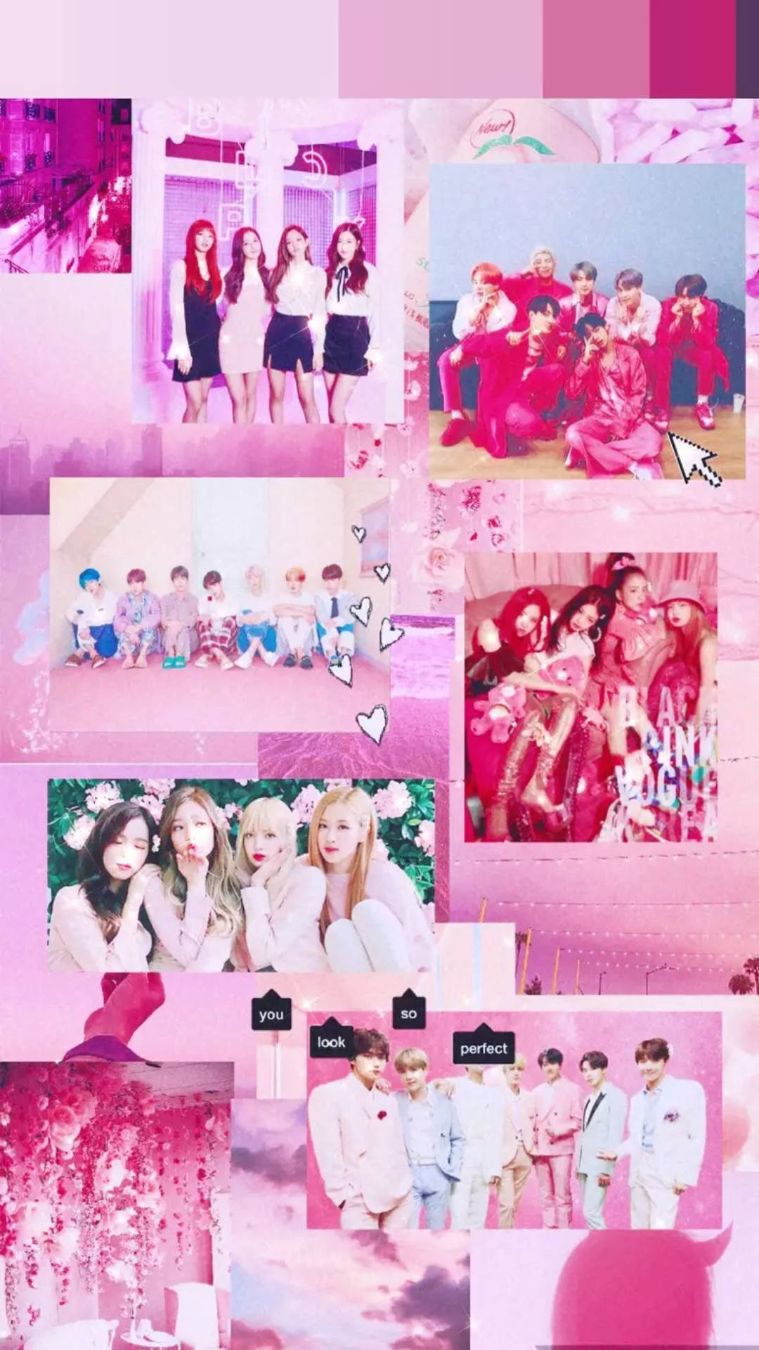 BTS, Blackpink, pink aesthetic, Full HD Phone Wallpaper