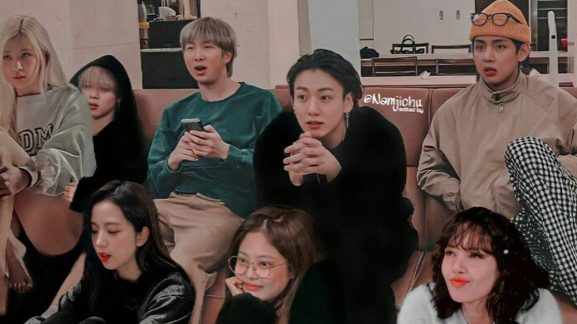 BTS, Blackpink, couch, Full HD Desktop Wallpaper