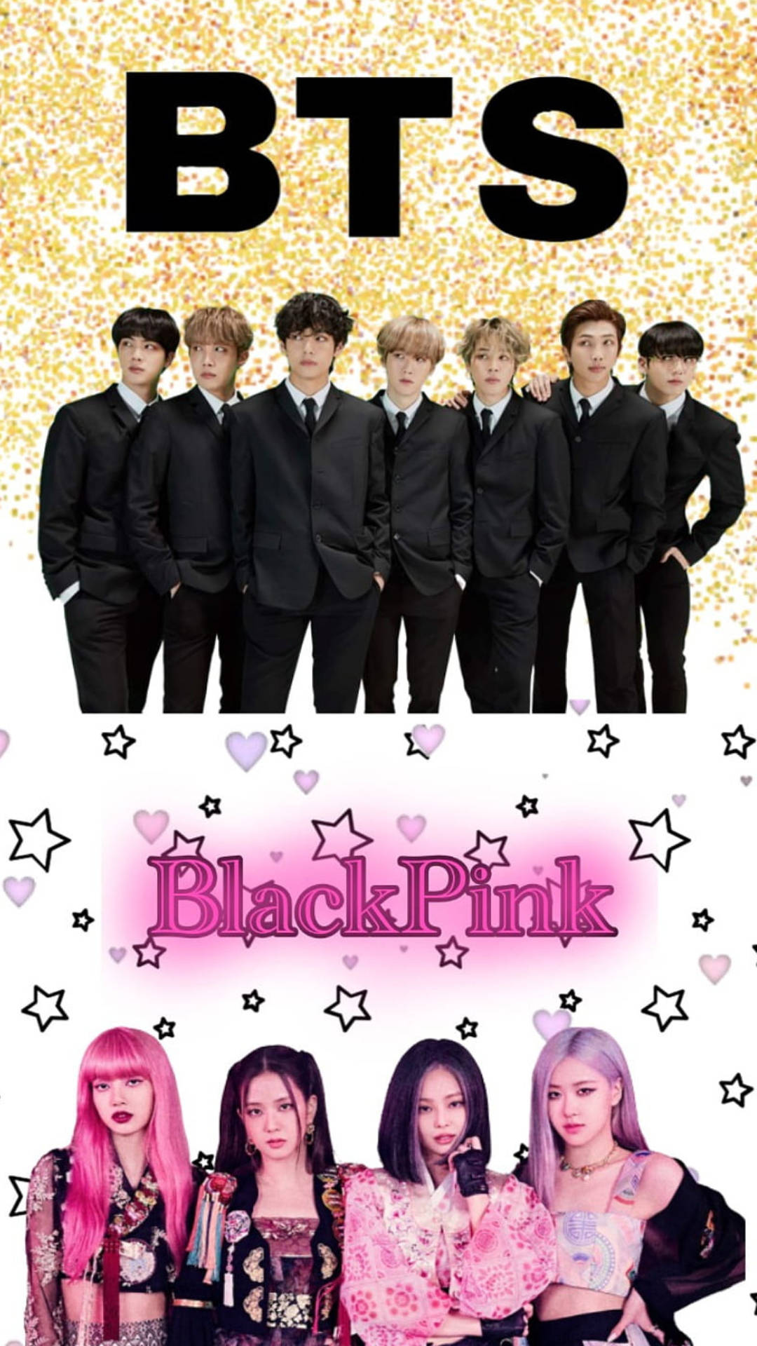 BTS, BlackPink, glittering gold, Full HD Phone Wallpaper