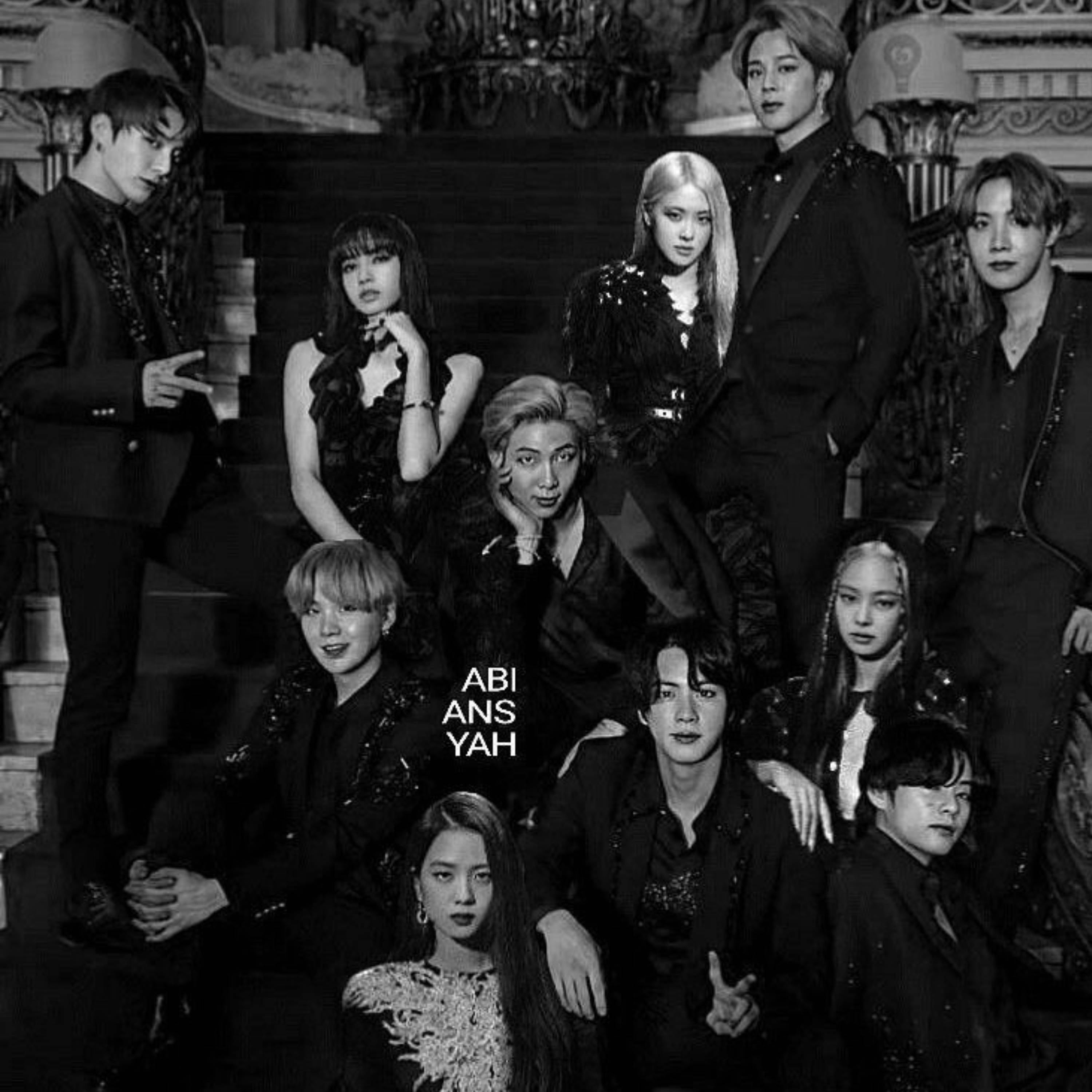 BTS, Blackpink, grand staircase, 2K Desktop Wallpaper