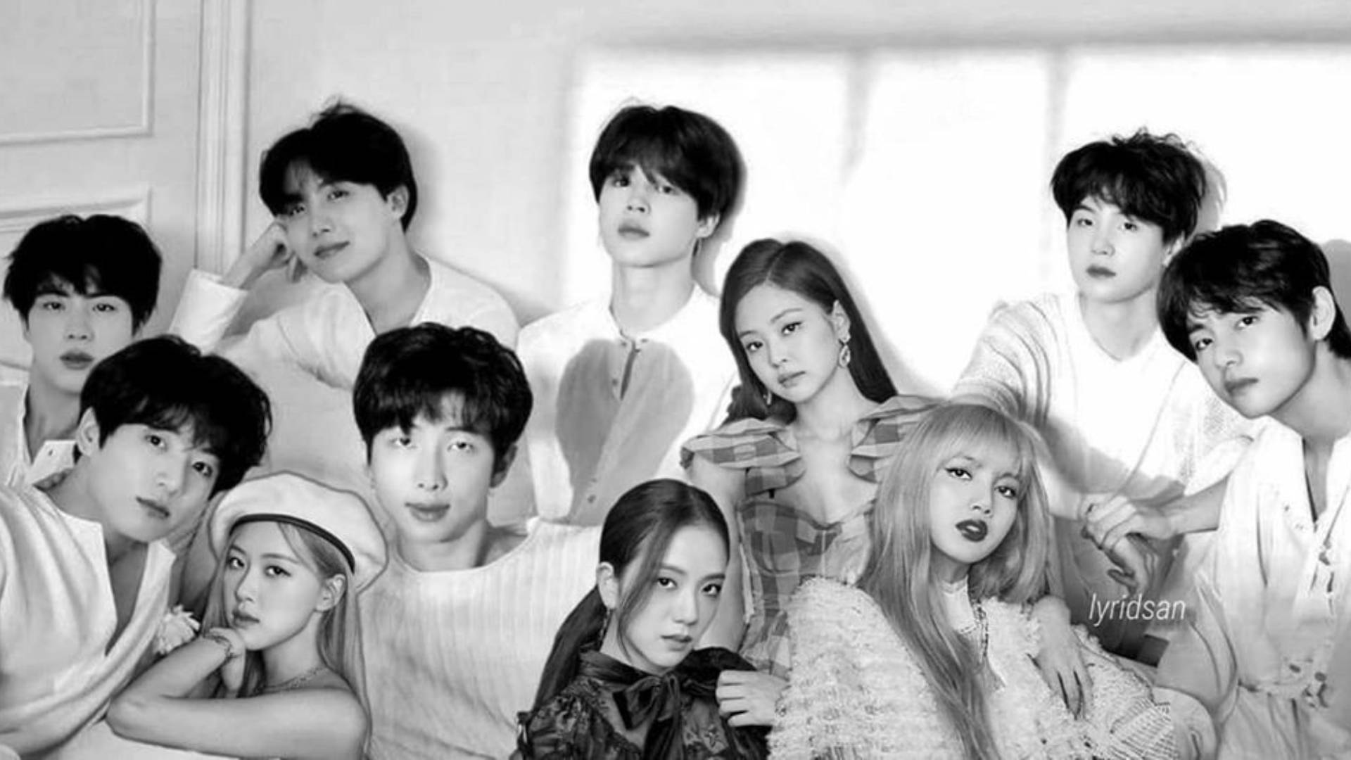 BTS, Blackpink, grayscale, Full HD Desktop Wallpaper