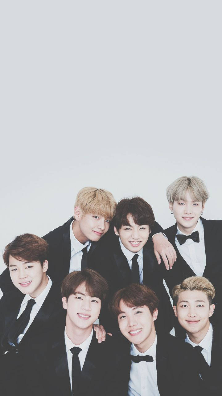 BTS, black tuxedos, light gray background, HD Phone Wallpaper
