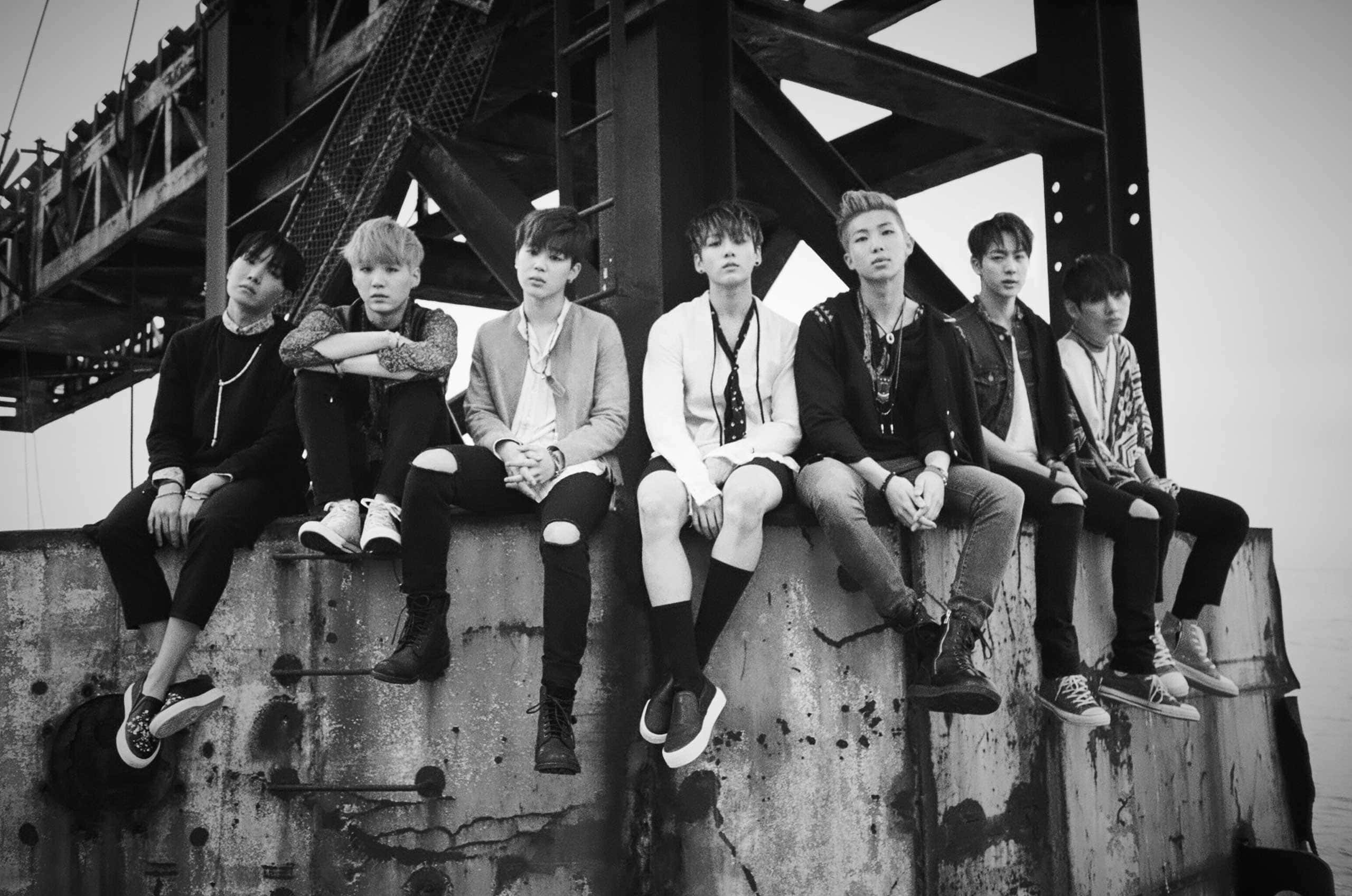 BTS, black and white, streetwear, 2K Desktop Wallpaper