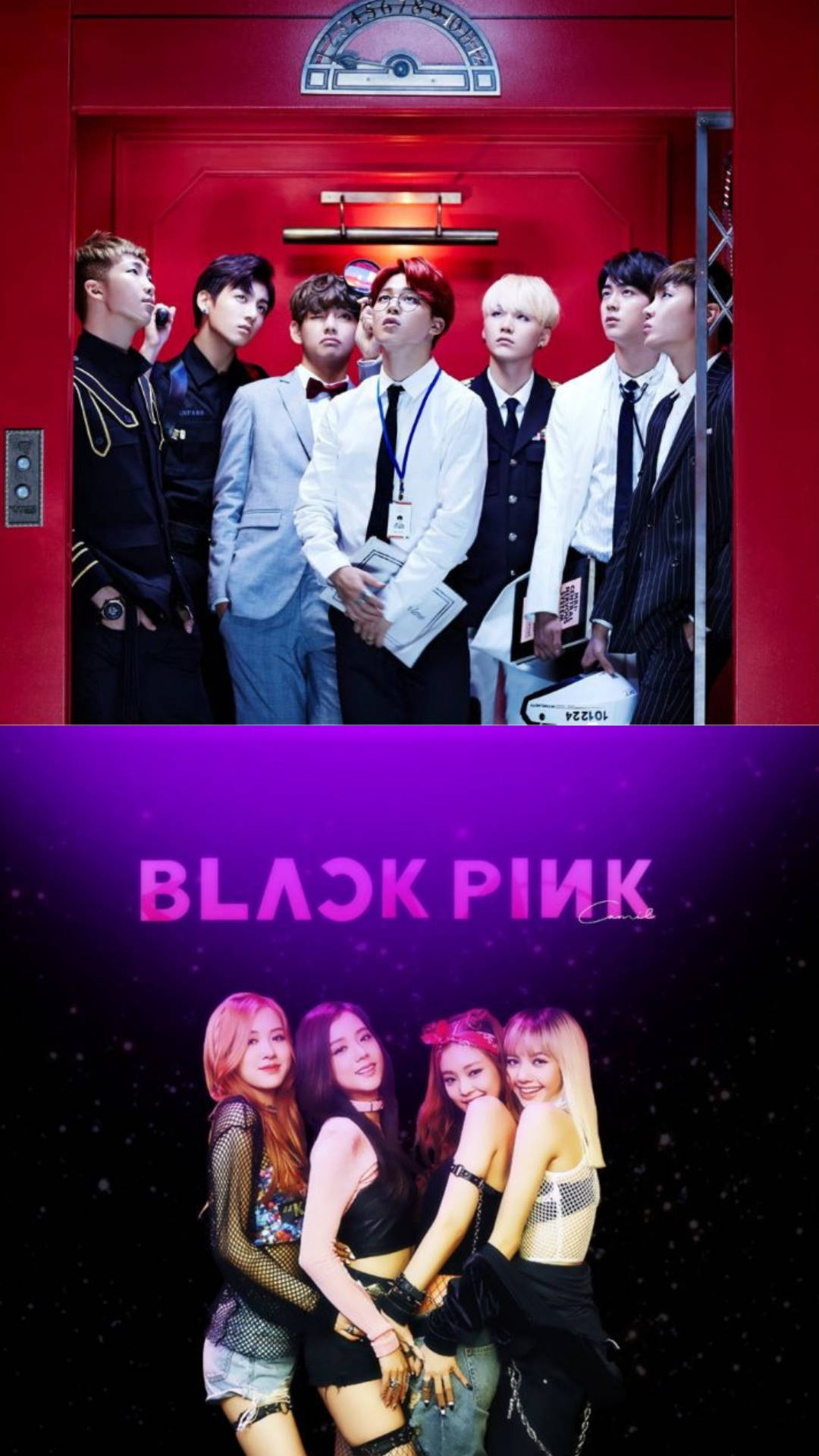 BTS, Blackpink, red elevator, Full HD Phone Wallpaper