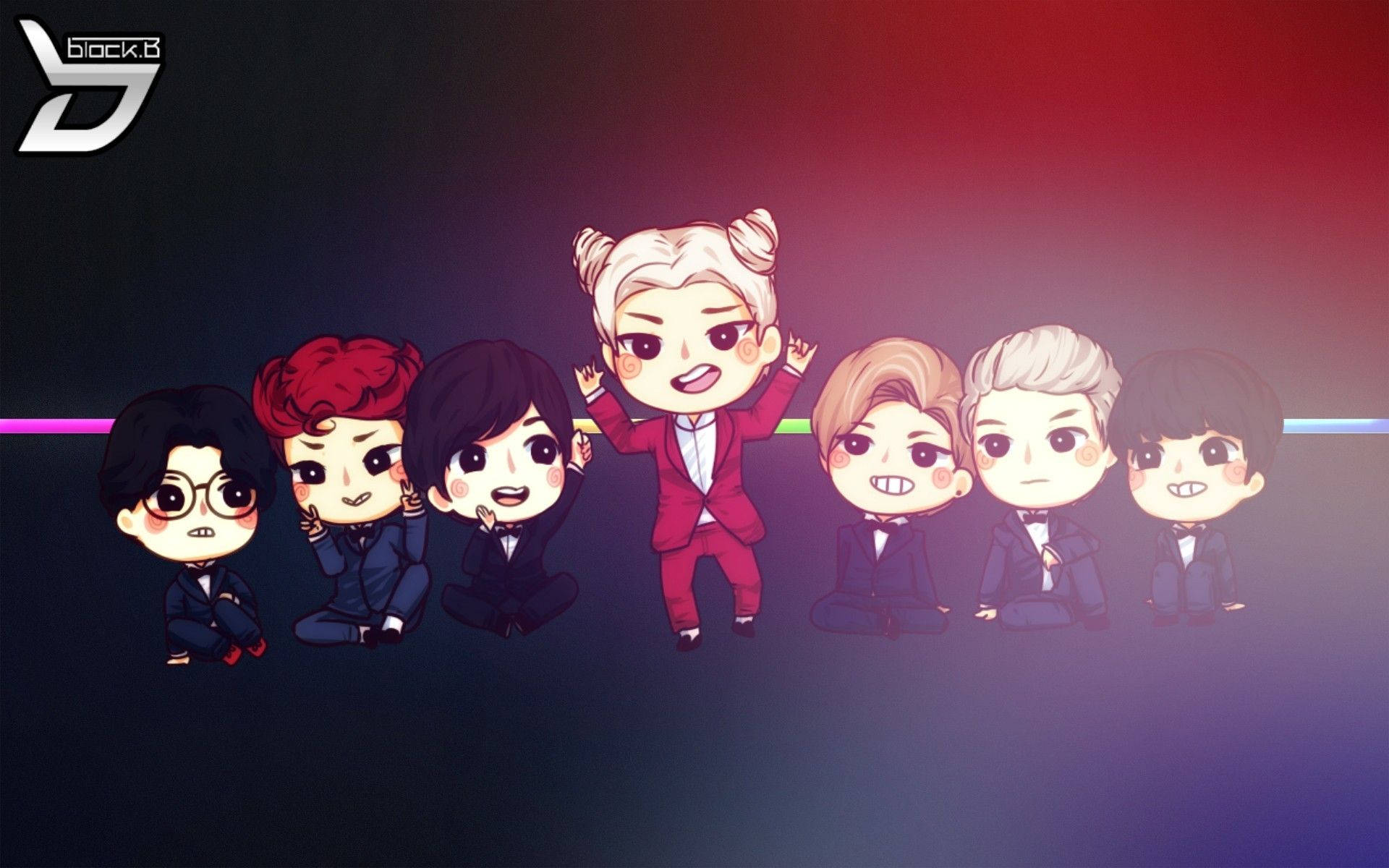 Bts, chibi-style, suits, Full HD Desktop Wallpaper