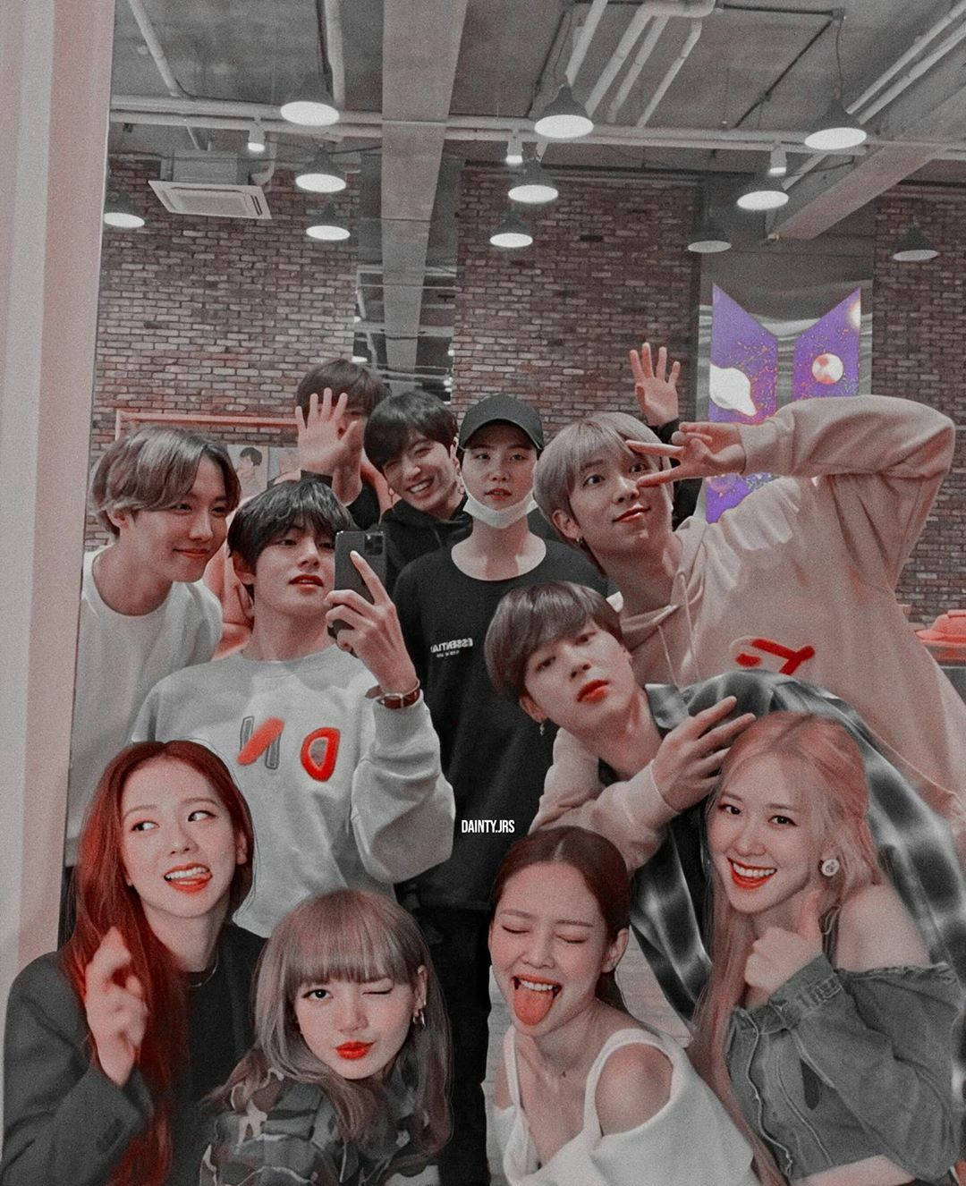 BTS, Blackpink, mirror selfie, HD Phone Wallpaper