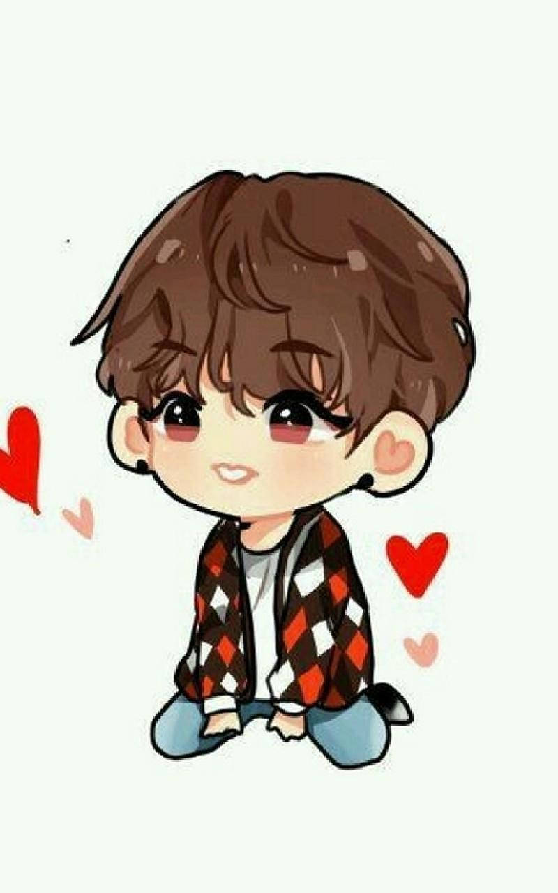 BTS Anime V, chibi anime boy, brown hair, HD Phone Wallpaper