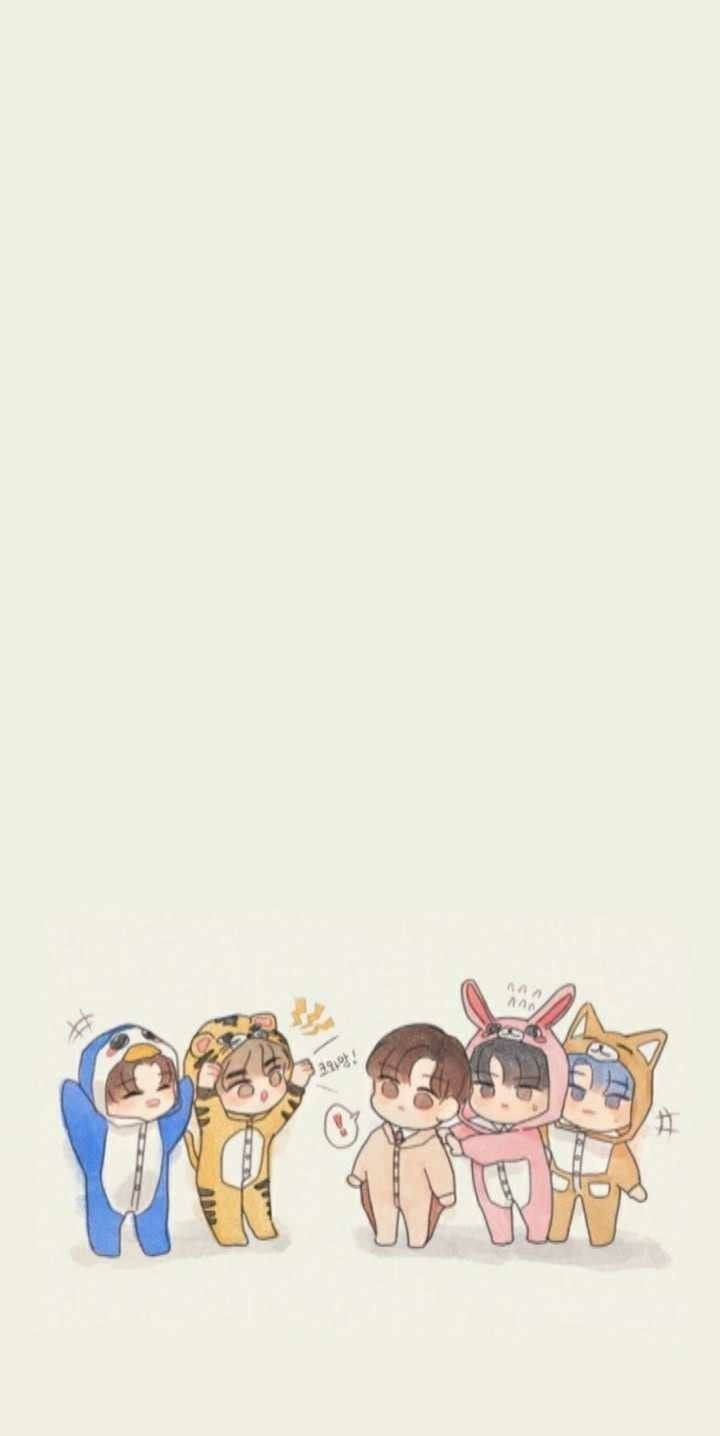 BTS Anime, onesies, chibi-style anime characters, HD Phone Wallpaper