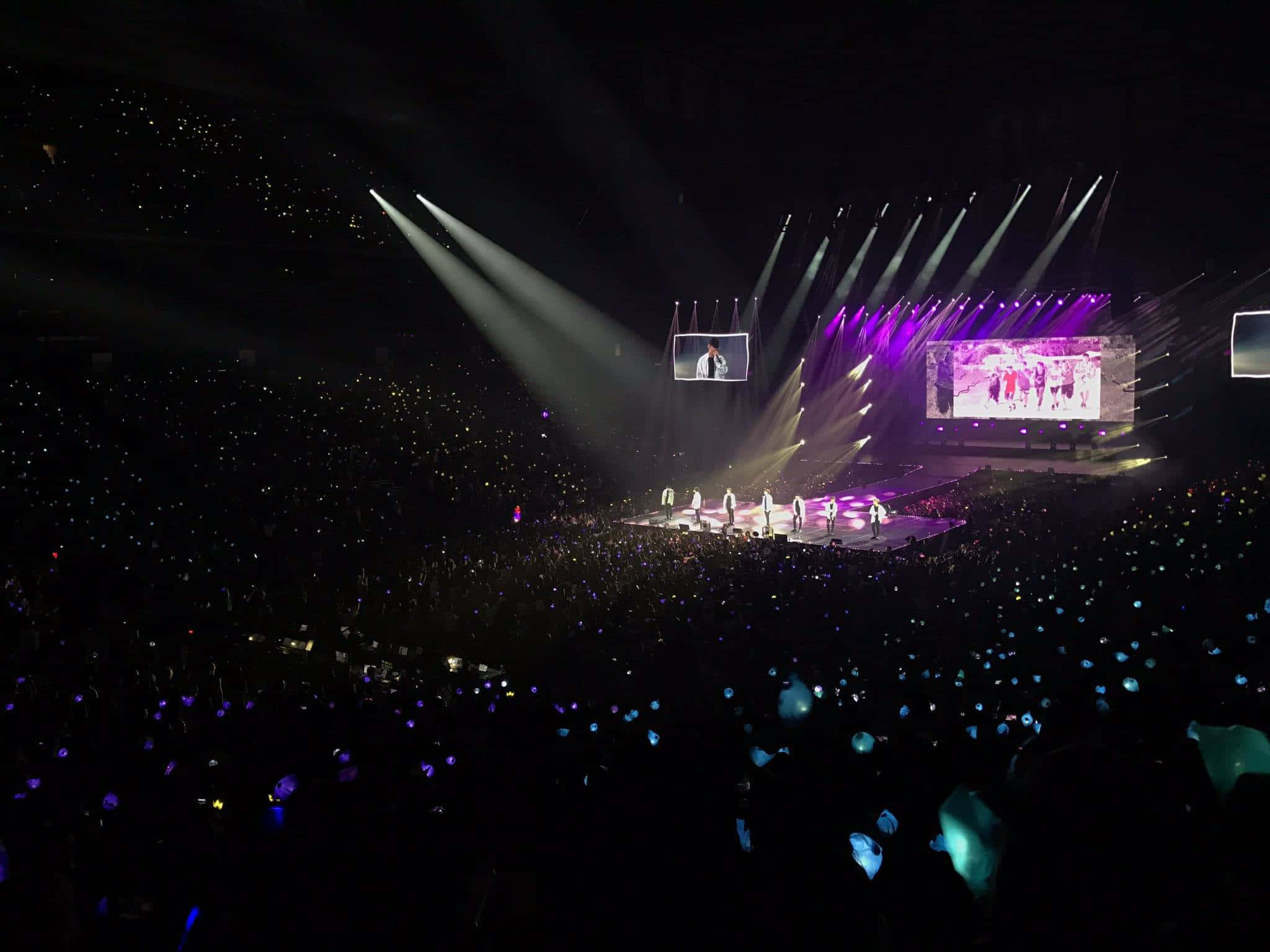 BTS Army Bomb, purple and white lights, spotlights, Full HD Desktop Wallpaper
