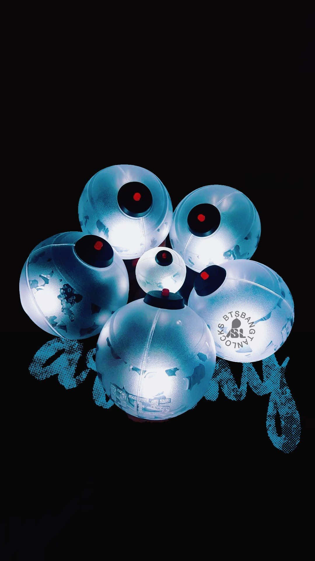 Bts Army Bomb, translucent blue spheres, red pupils, Full HD Phone Wallpaper